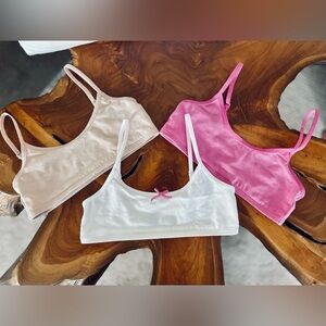 Cat & Jack Kids White, Pink, and tan Bralette set of 3